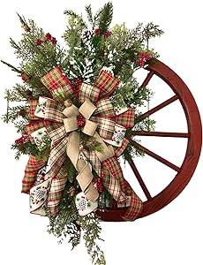 wagon wheel christmas wreath ribbon
