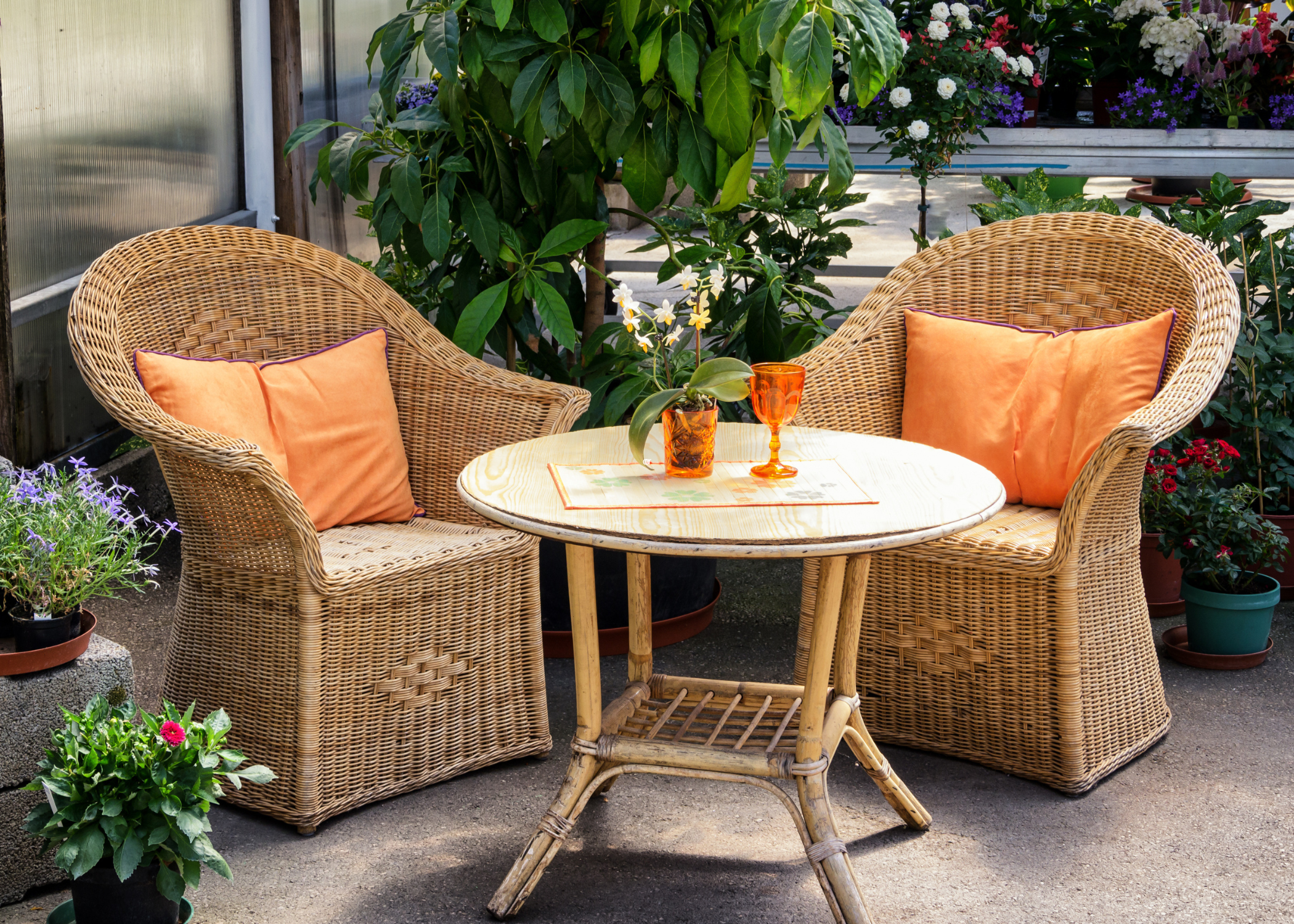 wicker patio furniture coffee bistro set